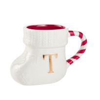 Becher Stiefel mit Buchstabe, T/weiß, 400 ml