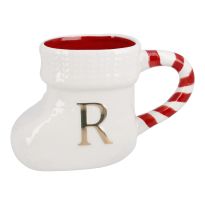 Becher Stiefel mit Buchstabe, R/weiß, 400 ml