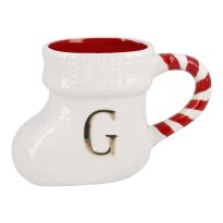 Becher Stiefel mit Buchstabe, G/weiß, 400 ml