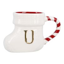 Becher Stiefel mit Buchstabe,U/weiß, 400 ml