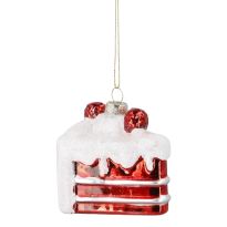 Anhänger Fancy, bunt, Tortenstück/rot, 7 cm