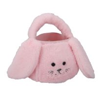 Plüschkorb Hase, pink