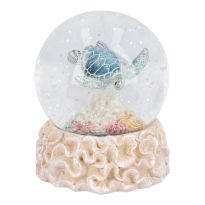 Schneekugel Koralle, blau, 7 x 8 cm