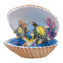 Muschel-Deko Tier, Schildkröte/grün, 9.5 x 8 cm
