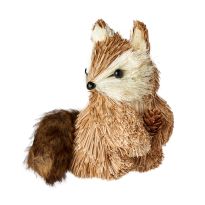 Tier Stroh, Fuchs/sitzend, Höhe 13 cm