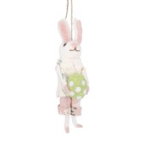 Anhänger Filz-Osterhase, Hose/weiß/Ei, 15 cm