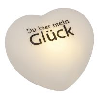 LED-Herz mit Spruch, Mein Glück, weiß