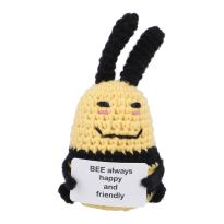 Häkelfigur Spruch, Biene, 8 cm