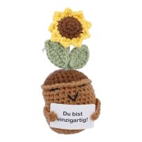 Häkelfigur Spruch ,Blume, 8 cm