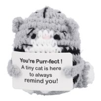 Häkelfigur Spruch, Katze, 8 cm