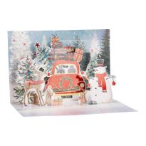 Pop Up Klappkarte 3D, Auto/Wald