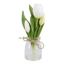 Tulpen im Glastopf, weiß, 21 cm