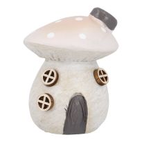 Deko-Haus Pilz mit Punkten, rosa/flach, 6 cm