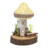 Deko-Haus Pilz auf Baumscheibe, gelb/spitz, 10.5 cm