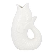 Vase Fisch, weiß, 25 cm