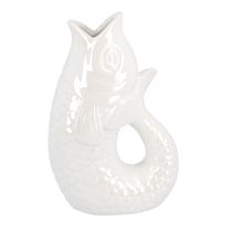 Vase Fisch, weiß-pearl, 25 cm