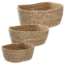 3er Set Korb Natur, eckig/natur