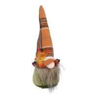 Wichtel Karo/Blatt, orange, 21 cm