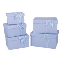 5er Set Geschenkkarton Schleife/Uni, rauchblau