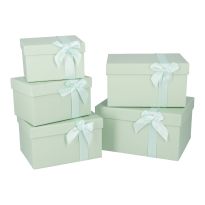 5er Set Geschenkkarton Schleife/Uni, mintgrün
