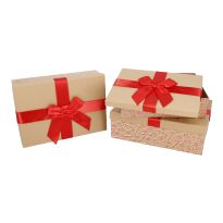 3er Set Geschenkkarton Schleife, Zuckerstange/rot