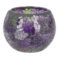 Teelichthalter Mosaik, lila/grün, 10 x 8 cm