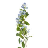 Zweig Blüten/Blätter, hellblau, 82 cm