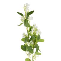 Zweig Blüten/Blätter, weiß, 82 cm