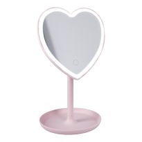 LED-Spiegel Form, Herz/rosa, 26 cm