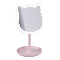 LED-Spiegel Form, Katze/rosa, 26 cm