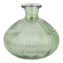 Flaschenvase Kugel, Rillen/grün, 14 x 13 cm