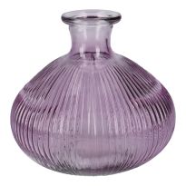 Flaschenvase Kugel, Rillen/lila, 14 x 13 cm