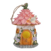 LED-Vogelhaus Blüten, pink, 22 cm