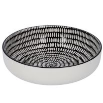 Schale China mit Rand, Stäbchen/Kreis, schw/wss, 17 cm