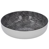 Schale China mit Rand, Striche, schw/wss, 17 cm