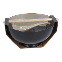 Schale mit Essstäbchen und Löffel, grau