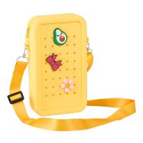 Handytasche Silikon/Charms, gelb, 10 x 17.5 cm