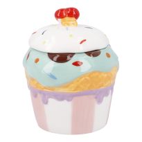 Dose Muffin mit Deckel, rosa/mint, 14 cm