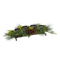 Adventsleuchter Tanne, grün/natur/schwarz, 66 cm