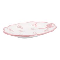 Teller Schleifen, weiß/rosa, 20.5 x 16 cm