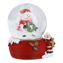 Schneekugel Figur, Schneemann/Kranz, 4.5 x 6 cm