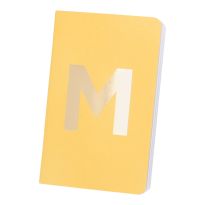 Notizbuch Buchstabe/gold, M/gelb, 9 x 14 cm