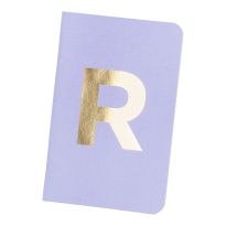 Notizbuch Buchstabe/gold, R/flieder, 9 x 14 cm