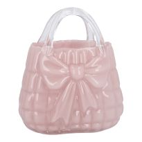 Glas-Vase Handtasche, rosa, 22 x 28 cm