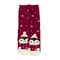 Anti-Rutschsocken Xmas, Pinguin dunkelrot, Größe 36 - 41