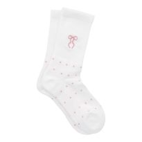 Socken mit Stick-Schleife, rosa/Punkte, Größe 35-42