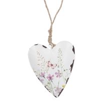 Anhänger Herz/Wiese, bunt/rosa, 9.5 x 11.5 cm