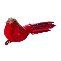 Vogel-Clip Coco, weinrot, 11 cm