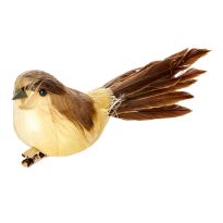 Vogel-Clip Coco, braun/gelb, 11 cm