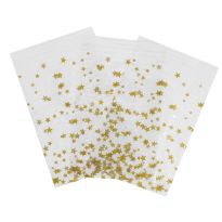 Folienbeutel, 10 Stück, Sterne/gold, 15 x 24 cm